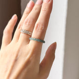 17.4mm Icy A-Grade Natural Denim Blue Jadeite Sisal Rope Ring Band No.162485