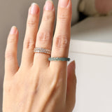 17.4mm Icy A-Grade Natural Denim Blue Jadeite Sisal Rope Ring Band No.162485