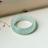 17mm Icy A-Grade Natural Light Green Jadeite Abacus Ring Band No.162548