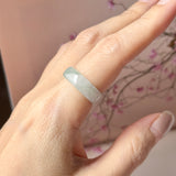 17mm Icy A-Grade Natural Light Green Jadeite Abacus Ring Band No.162548