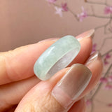 17mm Icy A-Grade Natural Light Green Jadeite Abacus Ring Band No.162548