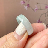17mm Icy A-Grade Natural Light Green Jadeite Abacus Ring Band No.162548