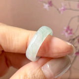 17mm Icy A-Grade Natural Light Green Jadeite Abacus Ring Band No.162548