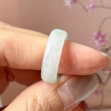 17mm Icy A-Grade Natural Light Green Jadeite Abacus Ring Band No.162548
