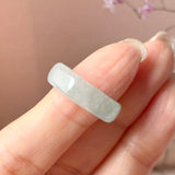17mm Icy A-Grade Natural Light Green Jadeite Abacus Ring Band No.162548