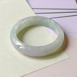 53.2mm A-Grade Natural Lavender Green Jadeite Modern Round Bangle No.152229