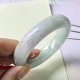 53.2mm A-Grade Natural Lavender Green Jadeite Modern Round Bangle No.152229