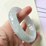 53.2mm A-Grade Natural Lavender Green Jadeite Modern Round Bangle No.152229