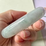 53.2mm A-Grade Natural Lavender Green Jadeite Modern Round Bangle No.152229