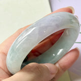 53.2mm A-Grade Natural Lavender Green Jadeite Modern Round Bangle No.152229