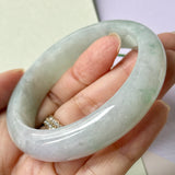 53.2mm A-Grade Natural Lavender Green Jadeite Modern Round Bangle No.152229