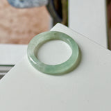 15.1mm A-Grade Natural Light Bluish Green Jadeite Slim Cut Ring Band No.162486