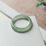 15.1mm A-Grade Natural Light Bluish Green Jadeite Slim Cut Ring Band No.162486