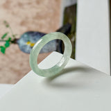 15.1mm A-Grade Natural Light Bluish Green Jadeite Slim Cut Ring Band No.162486