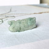 A-Grade Natural Floral Jadeite Dragon Pendant No.170977