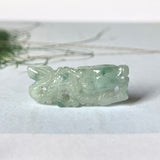 A-Grade Natural Floral Jadeite Dragon Pendant No.170977