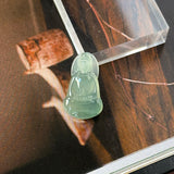 Icy A-Grade Natural Bluish Green Jadeite Goddess of Mercy Pendant No. 172733