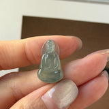 Icy A-Grade Natural Bluish Green Jadeite Goddess of Mercy Pendant No. 172733