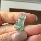 Icy A-Grade Natural Bluish Green Jadeite Goddess of Mercy Pendant No. 172733