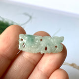 A-Grade Natural Floral Jadeite Dragon Pendant No.170977