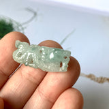 A-Grade Natural Floral Jadeite Dragon Pendant No.170977