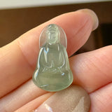 Icy A-Grade Natural Bluish Green Jadeite Goddess of Mercy Pendant No. 172733