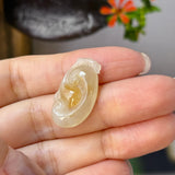 Icy A-Grade Yellow Jadeite Ruyi Pendant No. 172736