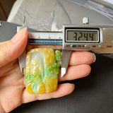 A-Grade Natural Green & Yellow Jadeite Ancient Ruins Pendant/ Display No.172134