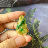 A-Grade Natural Green & Yellow Jadeite Lingzhi Mushroom Pendant/ Display No.172138