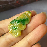 A-Grade Natural Green & Yellow Jadeite Lingzhi Mushroom Pendant/ Display No.172138