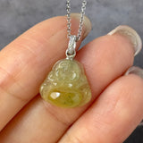 Icy A-Grade Natural Yellow Jadeite Buddha Pendant No.170764