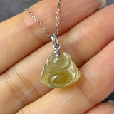 Icy A-Grade Natural Yellow Jadeite Buddha Pendant No.170764
