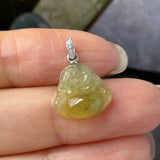 Icy A-Grade Natural Yellow Jadeite Buddha Pendant No.170764