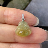 Icy A-Grade Natural Yellow Jadeite Buddha Pendant No.170764