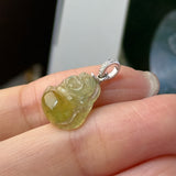 Icy A-Grade Natural Yellow Jadeite Buddha Pendant No.170764