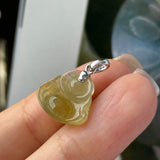 Icy A-Grade Natural Yellow Jadeite Buddha Pendant No.170764