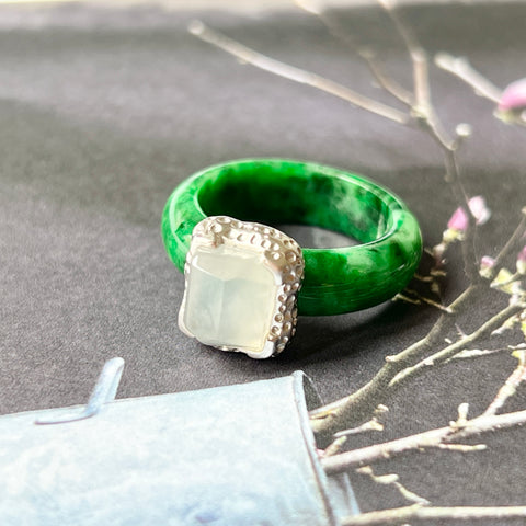 Green Jadite Rocks 17.2mm A-Grade Natural Imperial Green Jadeite Ring (Rock) No.161361 ...