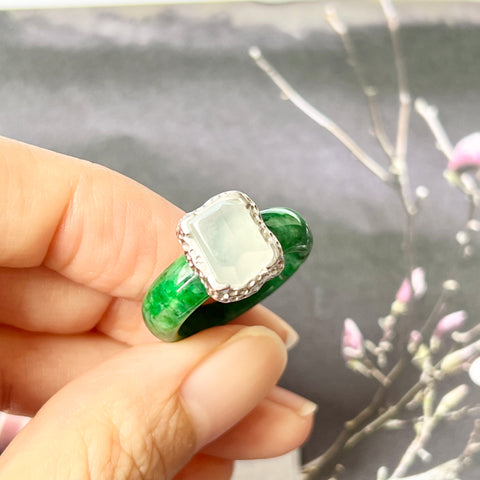 Green Jadite Rocks 17.2mm A-Grade Natural Imperial Green Jadeite Ring (Rock) No.161361 ...