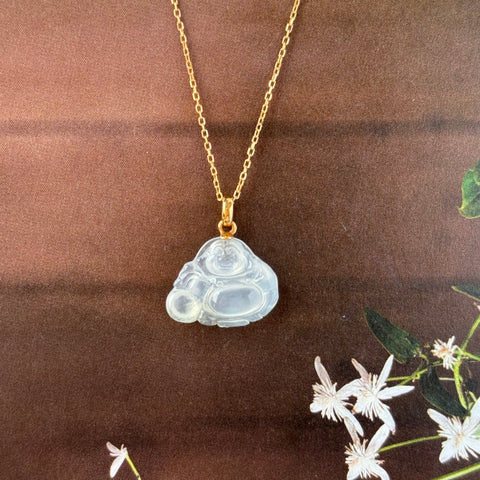Icy A-Grade Natural Jadeite Buddha Pendant No.171242