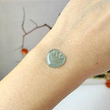 Icy A-Grade Greenish Blue Jadeite Ruyi Pendant No. 172741