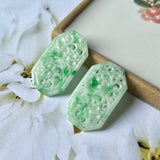 31.7 cts A-Grade Natural Moss On Snow Jadeite Orchid Flowers (Pair) No.180404