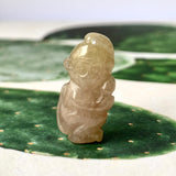 A-Grade Natural Brownish Yellow Pink Jadeite Monkey Pendant No.172199