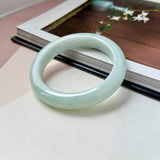 53.9mm A-Grade Natural Light Green Jadeite Modern Round Bangle No.152126