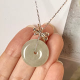 A-Grade Light Green Jadeite Donut (Ribbon Bail) Pendant No. 171127