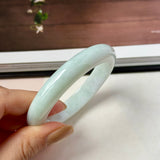 53.9mm A-Grade Natural Light Green Jadeite Modern Round Bangle No.152126