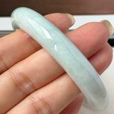 53.9mm A-Grade Natural Light Green Jadeite Modern Round Bangle No.152126