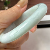 53.9mm A-Grade Natural Light Green Jadeite Modern Round Bangle No.152126