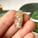 A-Grade Natural Brownish Yellow Pink Jadeite Monkey Pendant No.172199