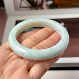 53.9mm A-Grade Natural Light Green Jadeite Modern Round Bangle No.152126