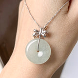 A-Grade Light Green Jadeite Donut (Ribbon Bail) Pendant No. 171127